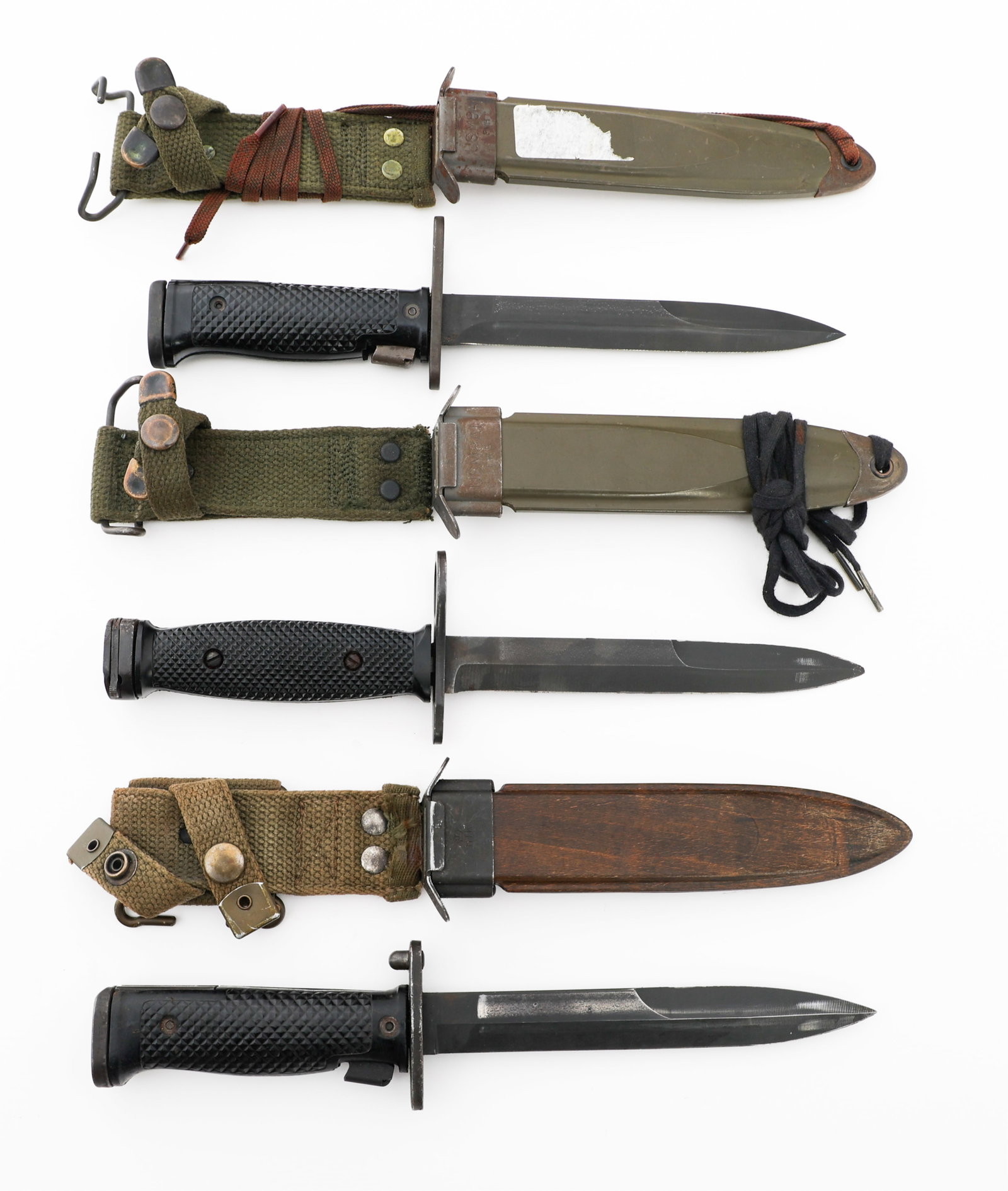 KOREA - VIETNAM WAR US M5A1, M6, & M7 BAYONETS: KOREA - VIETNAM WAR US M5A1, M6, & M7 BAYONETS Korean War - Vietnam War US Army M5A1, M6, & M7 Bayonets. (1) M5A1 Bayonet. Maker marked by Imperial. Danish M62 scabbard by HTK. (1) M6 bayonet. Maker m