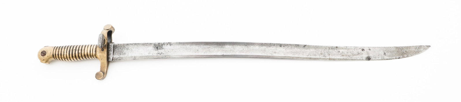 US M1841 MISSISSIPPI RIFLE TYPE 1 SNELL BAYONET: US M1841 MISSISSIPPI RIFLE TYPE 1 SNELL BAYONET US M1841 Mississippi Rifle Type 1 Snell Bayonet. Single edged, yataghan blade with fuller. No visible maker marks or stamps on the blade. Brass hilt wit