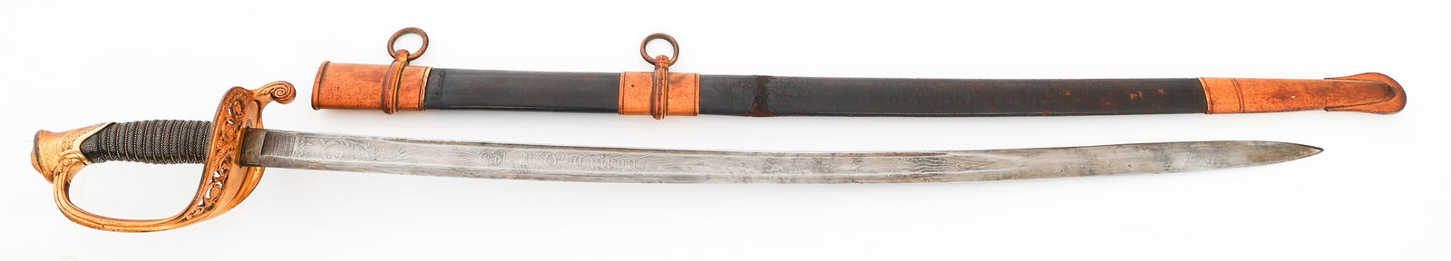 CIVIL WAR CONFEDERATE NAMED PRESENTATION SWORD: CIVIL WAR CONFEDERATE NAMED PRESENTATION SWORD Civil War Confederate Modified US M1850 Foot Officer Presentation Sword. Presented to Colonel Pierre O. Tricou, Quartermaster General Louisiana Army. Sin