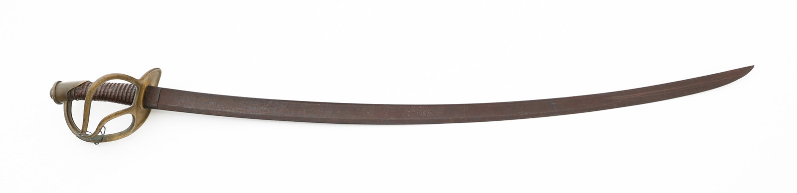 CIVIL WAR US M1840 CAVALRY SWORD by AMES: CIVIL WAR US M1840 CAVALRY SWORD by AMES Civil War US M1840 Cavalry Sword by Ames. Single edged, curved blade with fuller. Maker mark of Ames stamped on the ricasso. Brass hilt with three - branch "D"