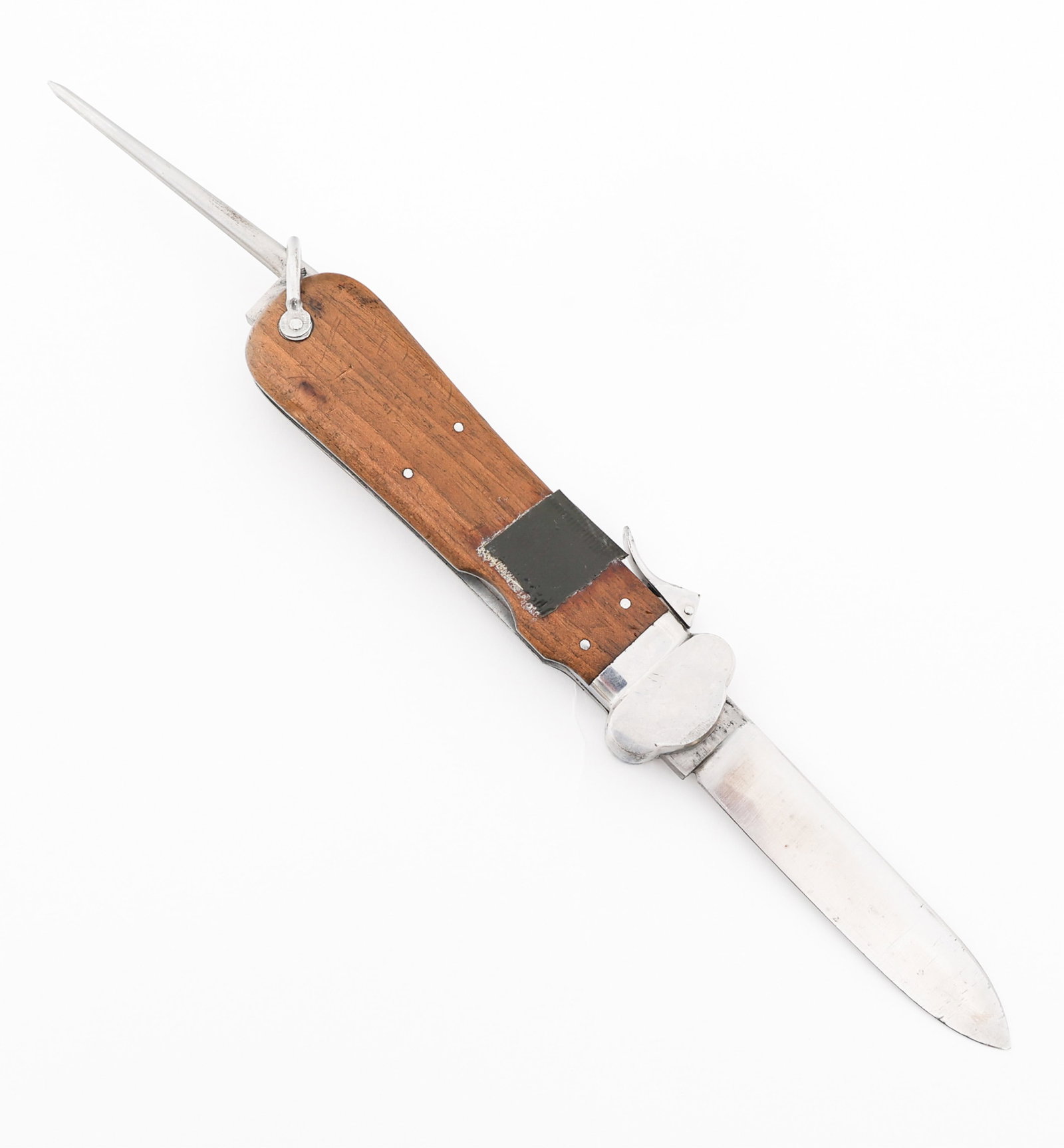 WWII GERMAN PARATROOPER NON-TAKEDOWN GRAVITY KNIFE: WWII GERMAN PARATROOPER NON-TAKEDOWN GRAVITY KNIFE WWII German Paratrooper Non-Takedown Gravity Knife. Single edged, bright blade. Maker mark of Paul Weyersberg and "Rostfrei" etched on the blade. Woo