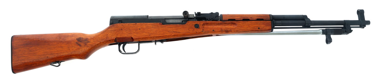 CHINESE NORINCO MODEL TYPE 56 7.62x39mm SKS RIFLE: CHINESE NORINCO MODEL TYPE 56 7.62x39mm SKS RIFLE Chinese Norinco Model Type 56 SKS 7.62x39mm caliber semi automatic rifle. Poly U.S.A. import stamp. Serial numbers match on receiver, bolt, receiver c