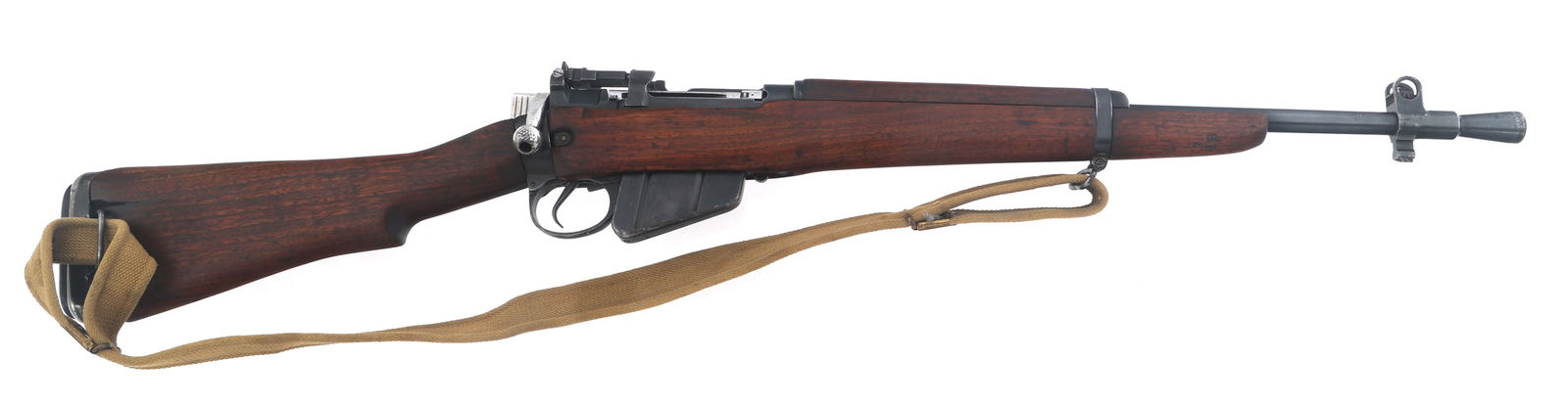 BRITISH ROF FAZAKERLEY MODEL No 5 Mk I CARBINE: BRITISH ROF FAZAKERLEY MODEL No 5 Mk I CARBINE 1944 WWII British ROF Fazakerley Model No 5 Mk I .303 caliber bolt action Lee-Enfield jungle carbine. Left side of receiver stamped No 5 Mk I ROF (F). Da
