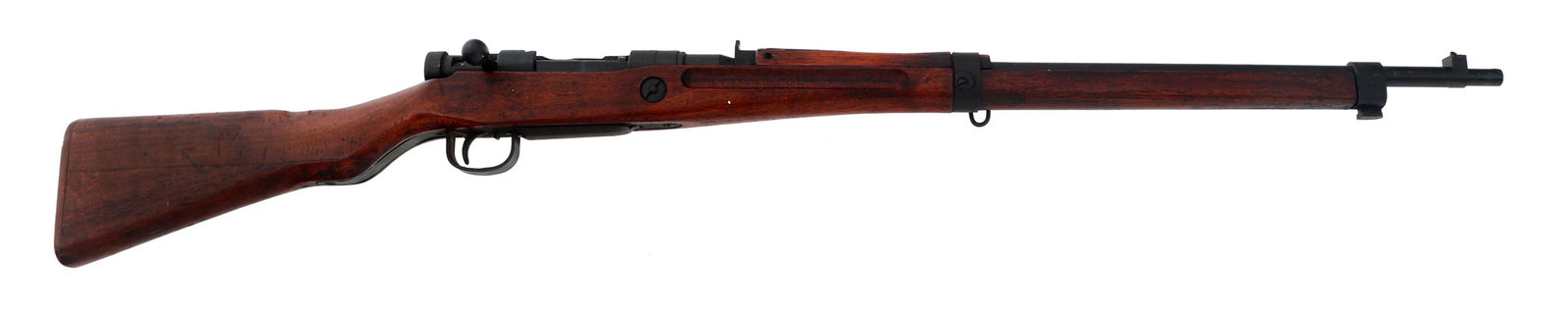 WWII JAPANESE TOYO KOGYO TYPE 99 ARISAKA RIFLE: WWII JAPANESE TOYO KOGYO TYPE 99 ARISAKA RIFLE WWII Japanese Toyo Kogyo Type 99 Arisaka 7.7x58mm caliber last ditch rifle. Series 35. Faint Mum. Smooth safety. Serial numbers match on receiver, bolt,