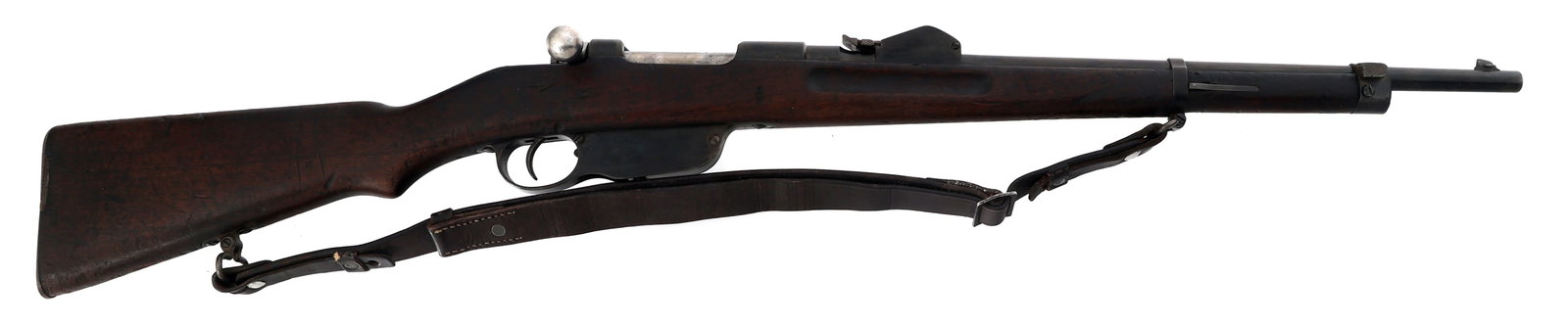 STEYR GENDARMERIE MODEL 1890 8MM CALIBER CARBINE: STEYR GENDARMERIE MODEL 1890 8MM CALIBER CARBINE Steyr Gendarmerie Model 1890 8x50mmR caliber bolt action carbine. Barrel numbered 1767K. Barrel top stamped St. 92. Top of receiver stamped OE / WG / S