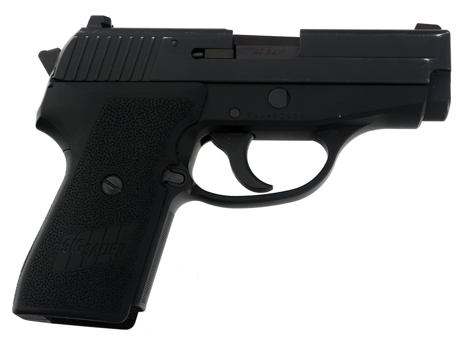 SIG SAUER MODEL P239 .40 S&W CALIBER PISTOL: SIG SAUER MODEL P239 .40 S&W CALIBER PISTOL Sig Sauer Model P239 .40 S&W caliber DAO semi automatic pistol. Fixed sights. Polymer grips. No magazine. Caliber / Gauge: 40 S&W Barrel Length: 3.6" Serial