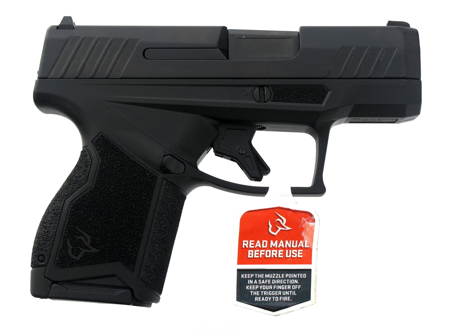 TAURUS MODEL GX4 9x19mm CALIBER PISTOL: TAURUS MODEL GX4 9x19mm CALIBER PISTOL Taurus Model GX4 9x19mm caliber semi-automatic pistol. Fixed sights. Textured grips. Two magazines. Black hard plastic case with lock and literature. Caliber / G