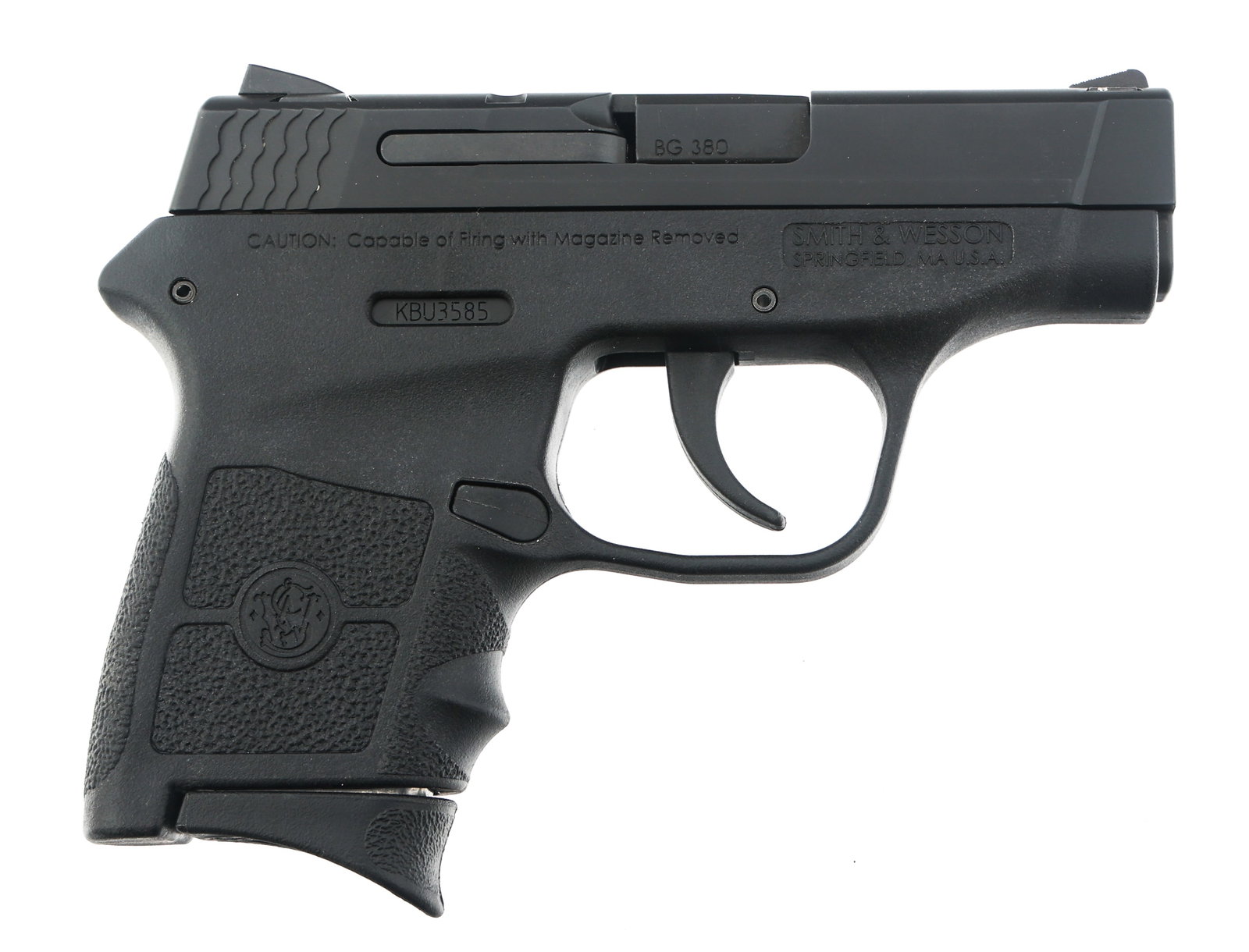 SMITH & WESSON M&P BODYGUARD .380 CALIBER PISTOL: SMITH & WESSON M&P BODYGUARD .380 CALIBER PISTOL Smith & Wesson M&P Bodyguard .380 ACP caliber semi-automatic pistol. Textured grips. Two magazines. Soft sided carry case. Caliber / Gauge: 380 ACP Bar