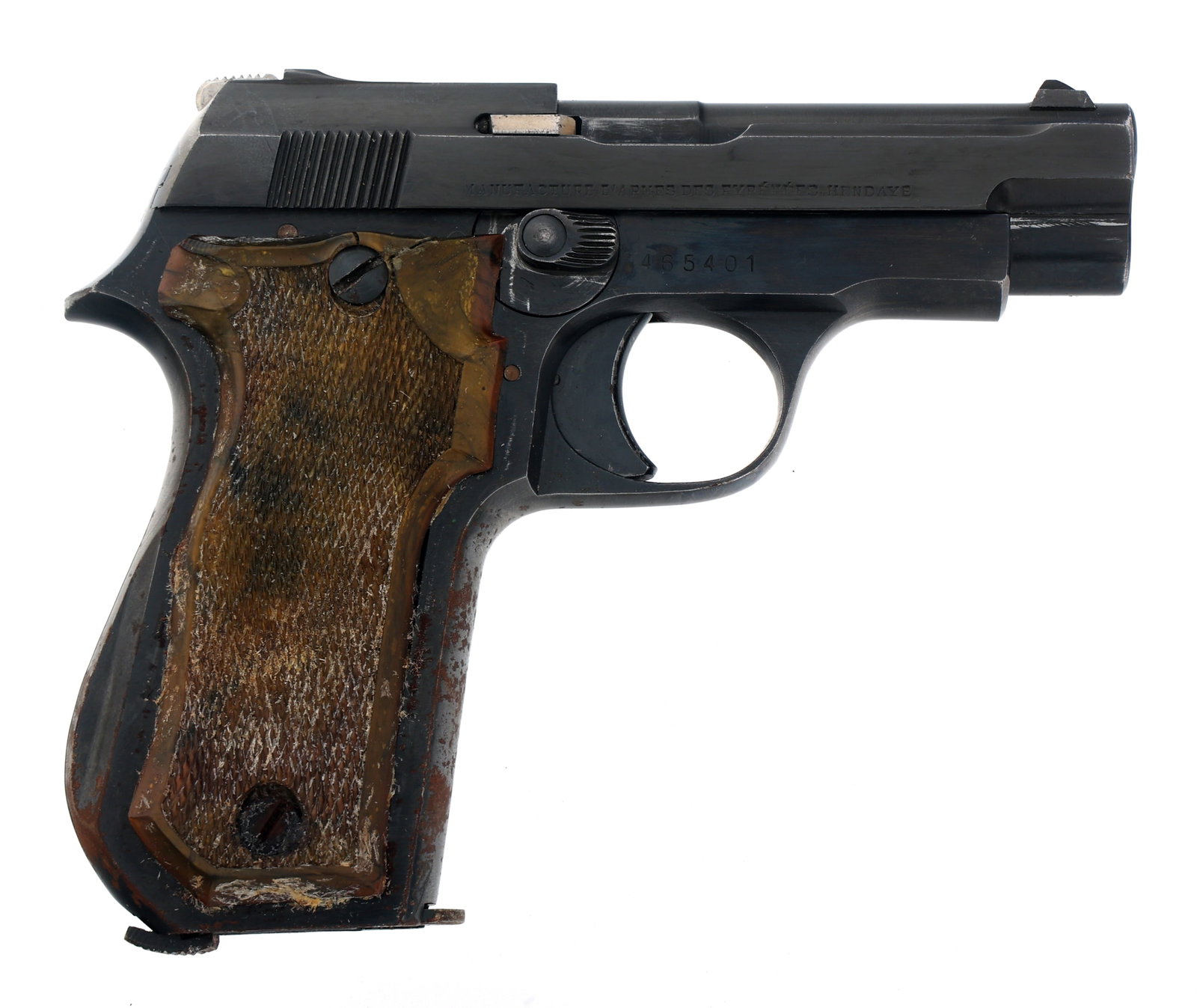 PYRENEES UNIQUE MODEL 52 .22 LR CALIBER PISTOL: PYRENEES UNIQUE MODEL 52 .22 LR CALIBER PISTOL Pyreness Unique Model 52 .22 LR caliber semi-automatic pistol. Checkered composite grips. Fixed sights. One magazine. Caliber / Gauge: 22 LR Barrel Lengt