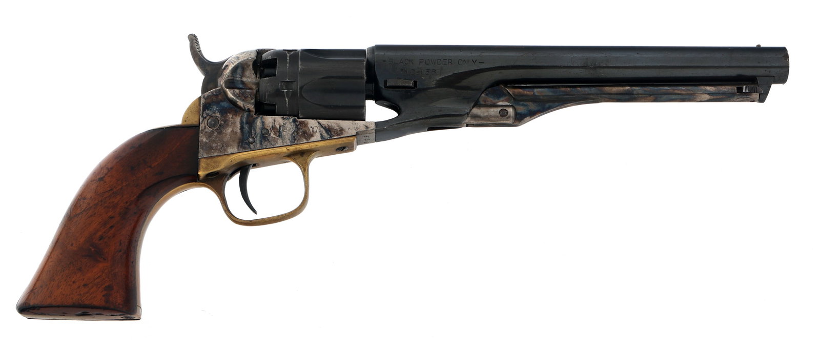 UBERTI MODEL 1862 POLICE .36 CALIBER SA REVOLVER: UBERTI MODEL 1862 POLICE .36 CALIBER SA REVOLVER Uberti Model 1862 Police .36 caliber percussion SA revolver. 6.5 inch round barrel. Five-shot fluted cylinder. Wood grips. Fixed sights. Caliber / Gaug