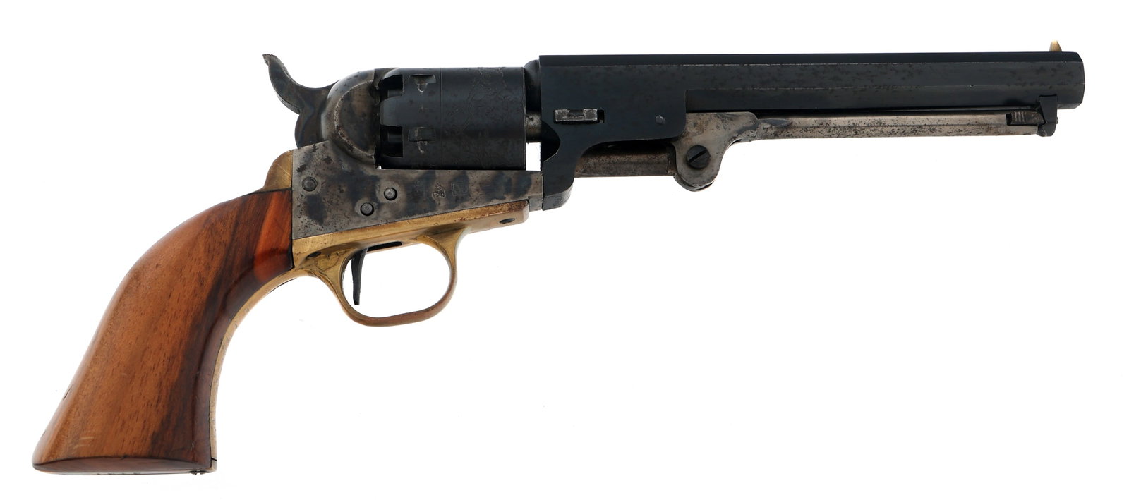 UBERTI MODEL 1849 POCKET .31 CALIBER REVOLVER: UBERTI MODEL 1849 POCKET .31 CALIBER REVOLVER Uberti Model 1849 Pocket .31 caliber percussion revolver. 5.75 inch octagonal barrel. Engraved six-shot cylinder. Wood grips. Fixed sights. Caliber / Gaug