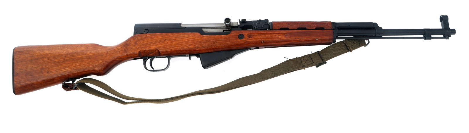 JIANSHE ARSENAL MODEL TYPE 56 7.62x39mm SKS RIFLE: JIANSHE ARSENAL MODEL TYPE 56 7.62x39mm SKS RIFLE Chinese Jianshe Arsenal Model Type 56 7.62x39mm caliber semi-automatic SKS rifle. KSI import mark. Receiver stamped Factory 26 arsenal. Wood stock. St