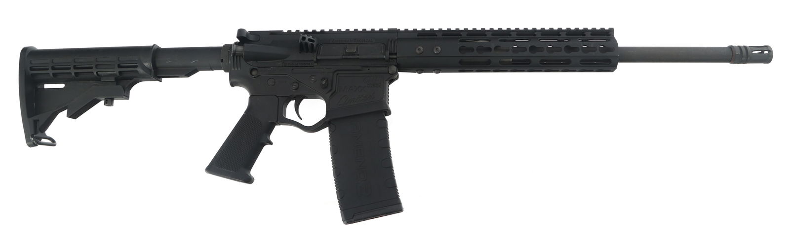 AMERICAN TACTICAL MAXX LIMITED .300 CALIBER RIFLE: AMERICAN TACTICAL MAXX LIMITED .300 CALIBER RIFLE American Tactical Omni Maxx Limited .300 Blackout caliber semi-automatic rifle. Polymer adjustable stock and checkered pistol grip. One magazine. Cali