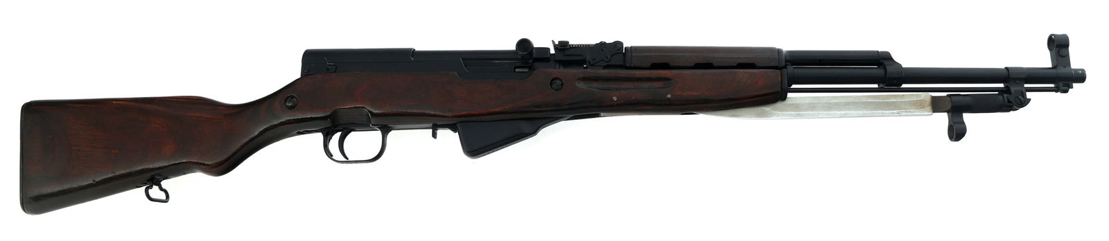 RUSSIAN TULA MODEL SKS 7.62x39mm CALIBER RIFLE: RUSSIAN TULA MODEL SKS 7.62x39mm CALIBER RIFLE Soviet Russian Tula Model SKS 7.62x39mm caliber semi-automatic rifle. NHM import mark. Serial numbers match on receiver, receiver cover, and stock. Seria