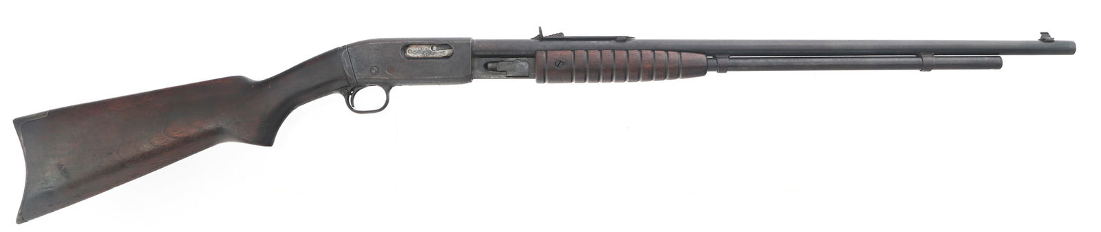 REMINGTON MODEL 25 .25-20 CALIBER PUMP RIFLE: REMINGTON MODEL 25 .25-20 CALIBER PUMP RIFLE 1927 Remington Model 25 .25-20 W.C.F. caliber pump action rifle. Blued finish. Blade front sight. Adjustable rear sight. Wood stocks. Steel Remington butt