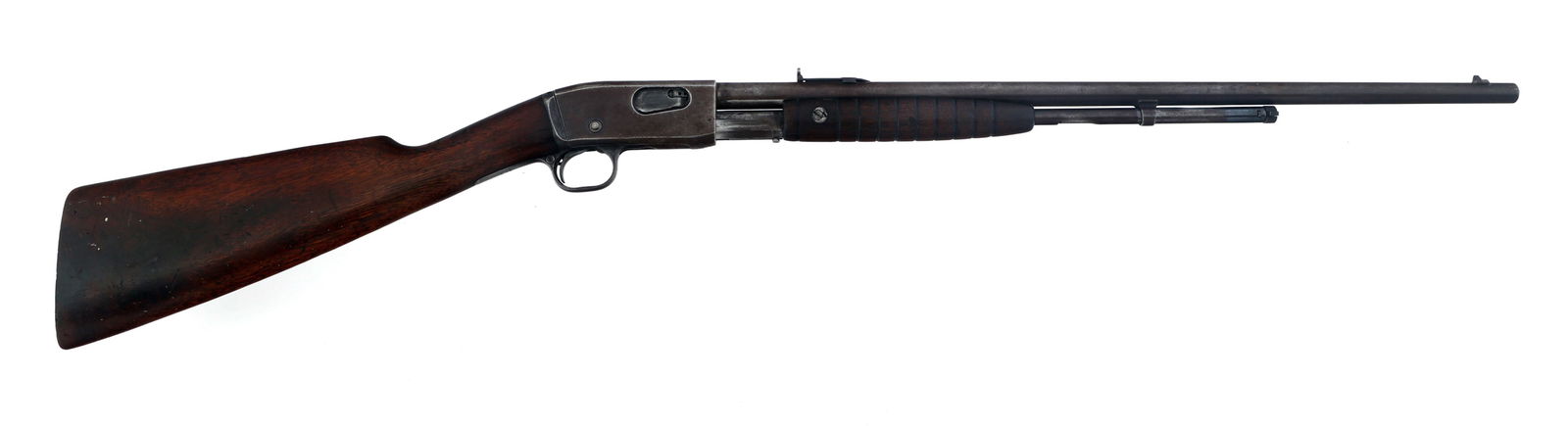 1919 REMINGTON MODEL 12A .22 S-L-LR CALIBER RIFLE: 1919 REMINGTON MODEL 12A .22 S-L-LR CALIBER RIFLE 1919 Remington Model 12A .22 S-L-LR caliber pump action rifle. Wood stock and forend. Blade front sight. Marbles rear sight. Caliber / Gauge: 22 S-L-L
