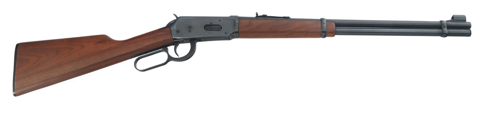 WINCHESTER MODEL 1894 30-30 WIN CALIBER RIFLE: WINCHESTER MODEL 1894 30-30 WIN CALIBER RIFLE Winchester Model 1894 .30-30 Win caliber lever action rifle. Wood stock and forend. Checkered Winchester wood butt plate. Hooded front sight. Adjustable r