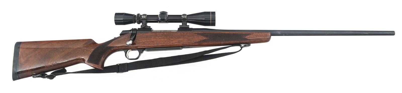 BROWNING MODEL A-BOLT 7mm REM MAG CALIBER RIFLE: BROWNING MODEL A-BOLT 7mm REM MAG CALIBER RIFLE Browning Model A-Bolt 7mm Remington Magnum caliber bolt action rifle. Blued finish. Leupold 3-9 power scope with duplex reticle. Checkered wood stock. N