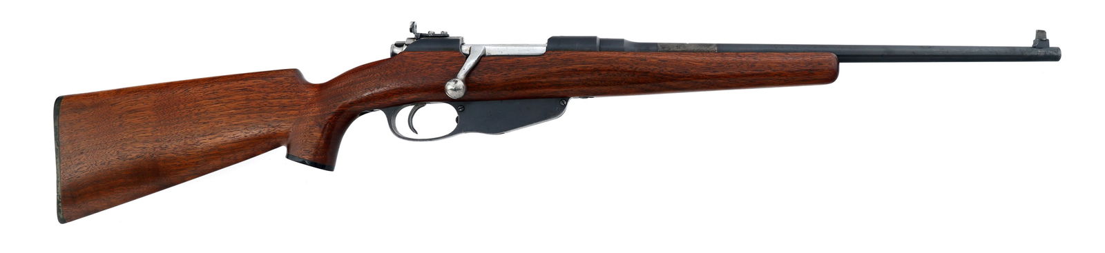 SPORTERIZED DUTCH STEYR M95 6.5mm CALIBER RIFLE: SPORTERIZED DUTCH STEYR M95 6.5mm CALIBER RIFLE Sporterized Dutch Steyr M95 6.5mm caliber bolt action rifle. Blued finish. Serial numbers match on receiver, barrel, bolt, safety, and trigger guard. Bl