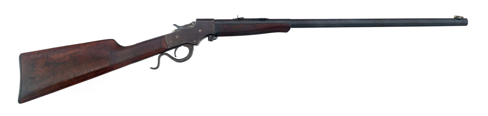 STEVENS MODEL FAVORITE .25 STEVENS CALIBER RIFLE: STEVENS MODEL FAVORITE .25 STEVENS CALIBER RIFLE J. Stevens Model Favorite .25 Stevens caliber falling block rifle. Blade front sight. Adjustable rear sight. Patent date 1894 stamped on top of barrel.