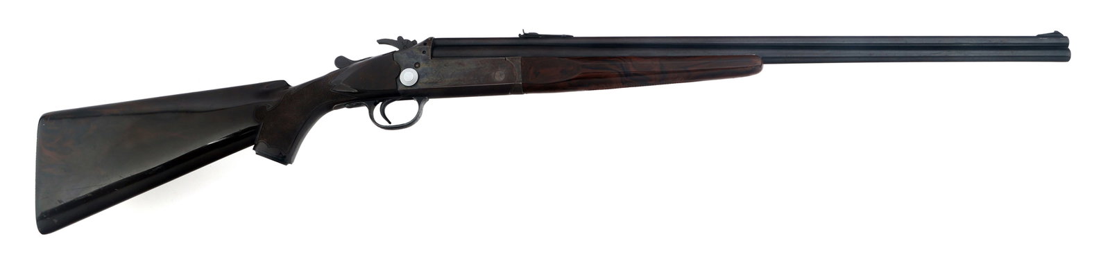 STEVENS MODEL 22-410 COMBINATION GUN: STEVENS MODEL 22-410 COMBINATION GUN Stevens Model 22-410 combination gun. .22 LR over 410 gauge. Blued finish. Adjustable rear sight. Case hardened receiver. 3" chamber. Fixed full choke. Checkered p