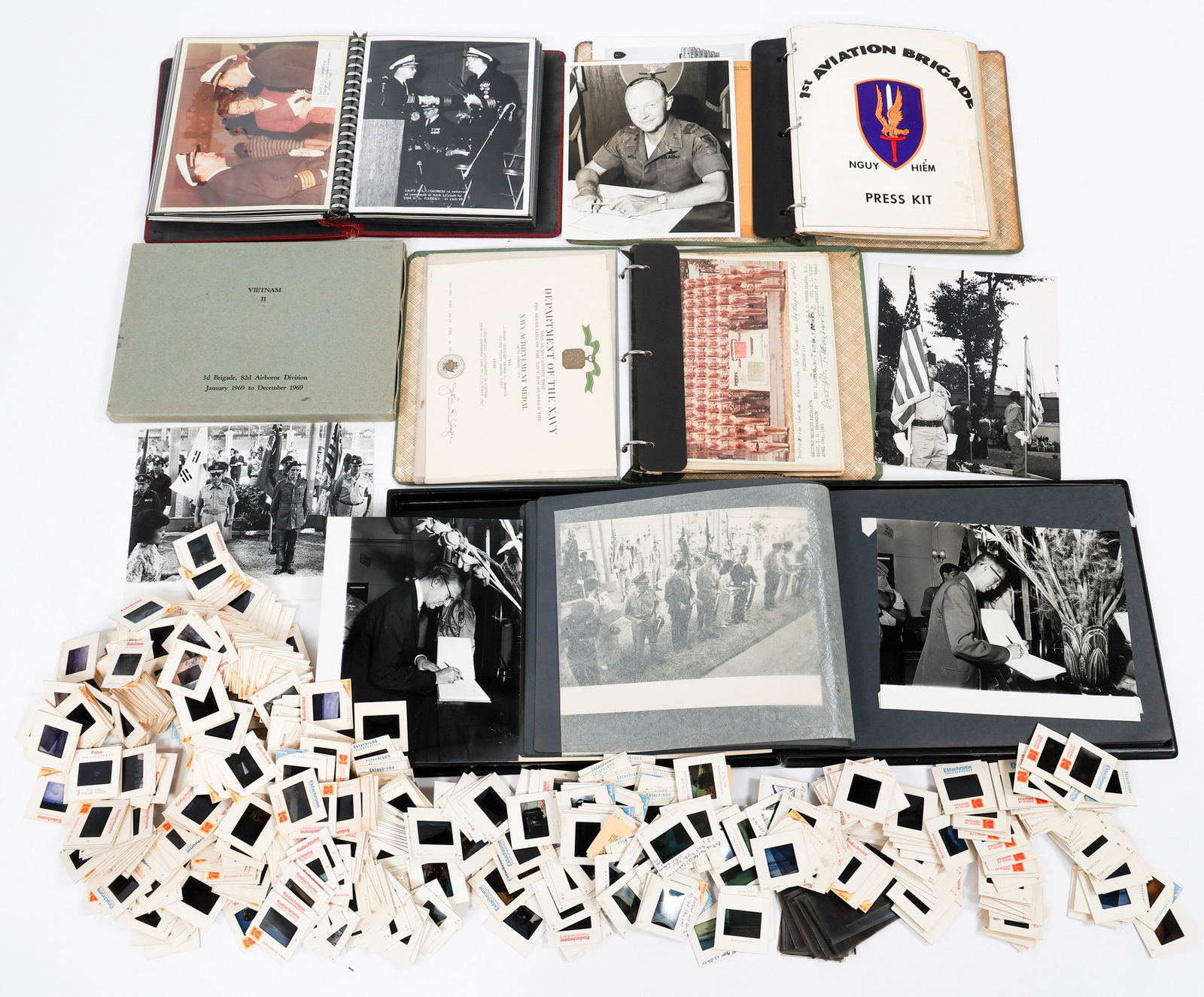 VIETNAM WAR US PHOTO ALBUMS & PROJECTOR SLIDES: VIETNAM WAR US PHOTO ALBUMS & PROJECTOR SLIDES Vietnam War US Armed Forces Photograph Albums & Projector Slides. Includes US & Republic of Vietnam Intelligence Advisory Center grand opening album with