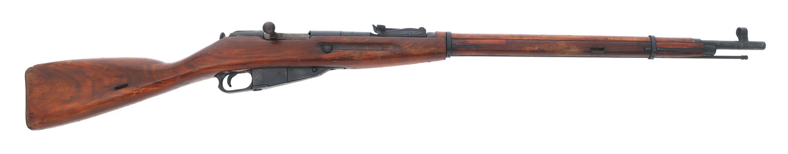 WWII RUSSIAN IZHEVSK MODEL 91/30 7.62x54mmR RIFLE: WWII RUSSIAN IZHEVSK MODEL 91/30 7.62x54mmR RIFLE 1942 WWII Russian Izhevsk Model 1891/30 7.62x54mmR caliber bolt action Mosin-Nagant rifle. ATI import mark. Top of barrel shank stamped Russian crest