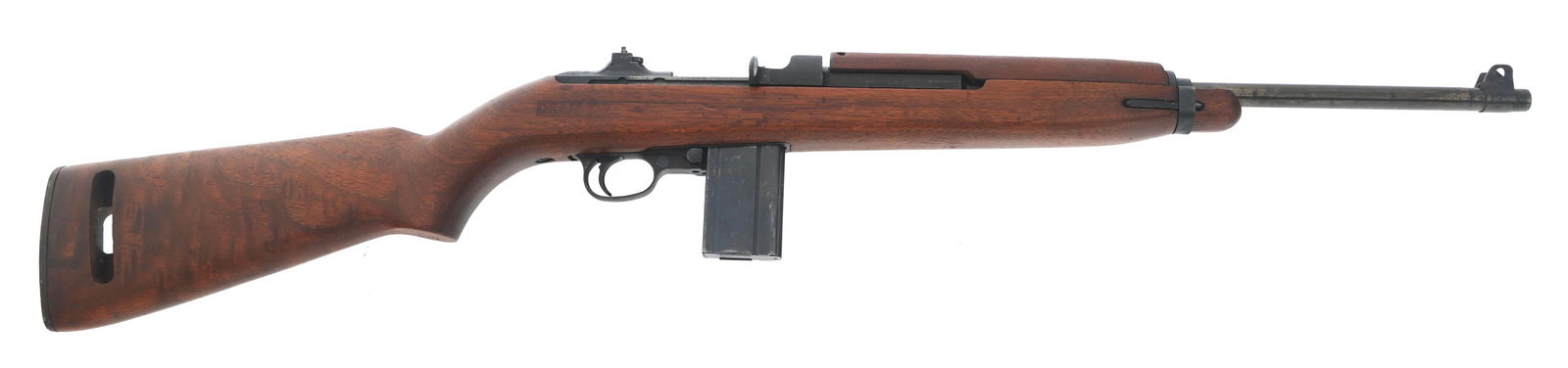 WWII US INLAND DIVISION MODEL M1 .30 CAL CARBINE: WWII US INLAND DIVISION MODEL M1 .30 CAL CARBINE 1943 WWII US Inland Division Model M1 Carbine .30 caliber semi-automatic carbine. 1st Production block. Type I rear sights stamped S. Type I-A rear sig