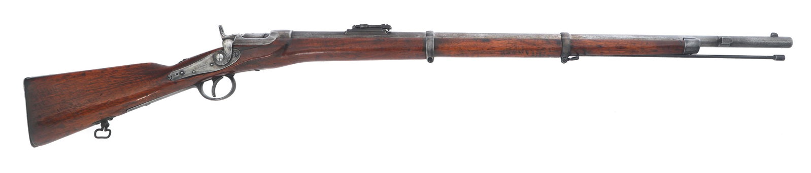 AUSTRIAN WERNDL-HOLUB MODEL 1867 / 77 11mm RIFLE: AUSTRIAN WERNDL-HOLUB MODEL 1867 / 77 11mm RIFLE Austrian Werndl - Holub Model 1867 / 77 11mm caliber breech loading rifle. Barrel top stamped St69. Breech stamped Werndl. Side plate stamped L. Wurzun