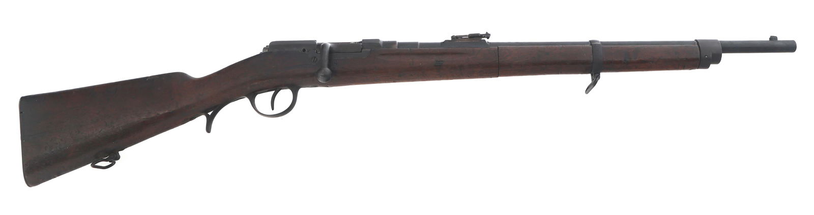 AUSTRIAN STEYR MODEL 1881 11x58mmR CAL CARBINE: AUSTRIAN STEYR MODEL 1881 11x58mmR CAL CARBINE Austrian Steyr Model 1881 11x58mmR caliber bolt action Kropatschek carbine. Top of receiver stamped OE / W G. Left side of barrel stamped St. 95. Left si