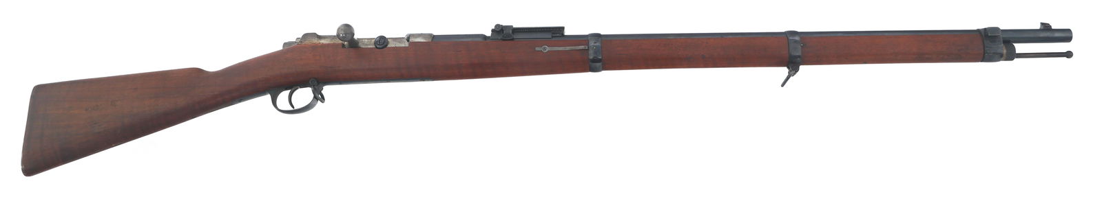 1888 GERMAN SPANDAU MODEL 1871/84 11x60mm RIFLE: 1888 GERMAN SPANDAU MODEL 1871/84 11x60mm RIFLE 1888 Imperial German Spandau Model 1871/84 11x60mmR caliber bolt action Mauser rifle. Top of barrel shank stamped Crown / Spandau. Left side of receiver