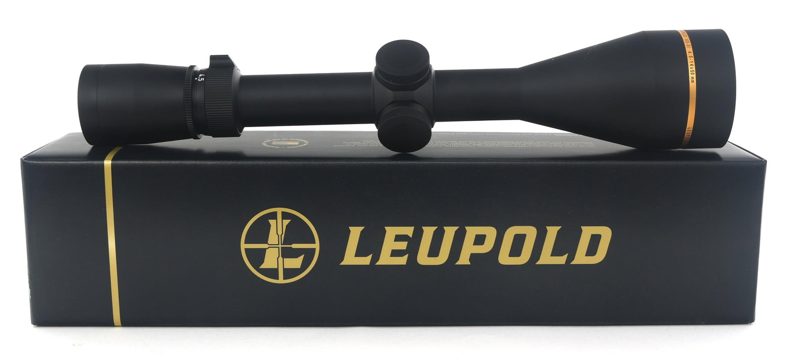 LEUPOLD MODEL VX-3i 4.5-14x50 RIFLE SCOPE: LEUPOLD MODEL VX-3i 4.5-14x50 RIFLE SCOPE Leupold Model VX - 3i 4.5-14x50 power rifle scope. Duplex reticle. Original cardboard box with lens covers and manual. Size / Gauge: 4.5-14x50