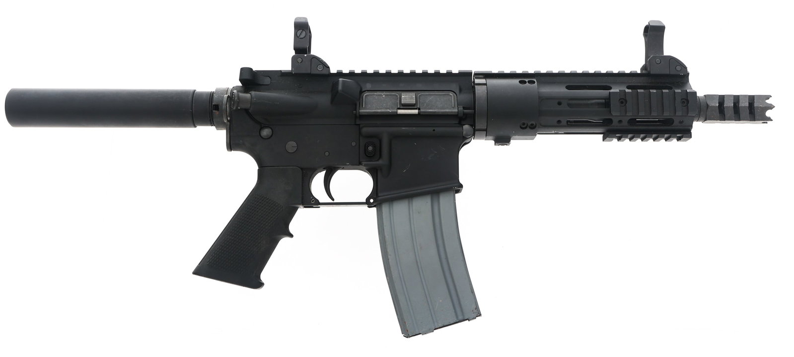 ANDERSON ARMS MODEL AM-15 .300 BLACKOUT PISTOL: ANDERSON ARMS MODEL AM-15 .300 BLACKOUT PISTOL Anderson Arms Model AM-15 .300 Blackout caliber semi-automatic pistol. Diamond protected post front sight. Aperture rear sight. Textured composite pistol