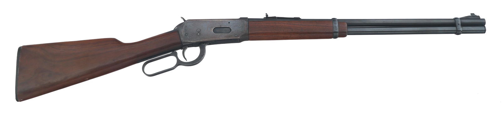 WINCHESTER MODEL 94 .30-30 WIN CALIBER RIFLE: WINCHESTER MODEL 94 .30-30 WIN CALIBER RIFLE 1973 Winchester Model 94 .30-30 Win caliber lever action rifle. Blued finish. 20" round barrel. Blade front sight. Adjustable rear sight. Wood stock. Winch