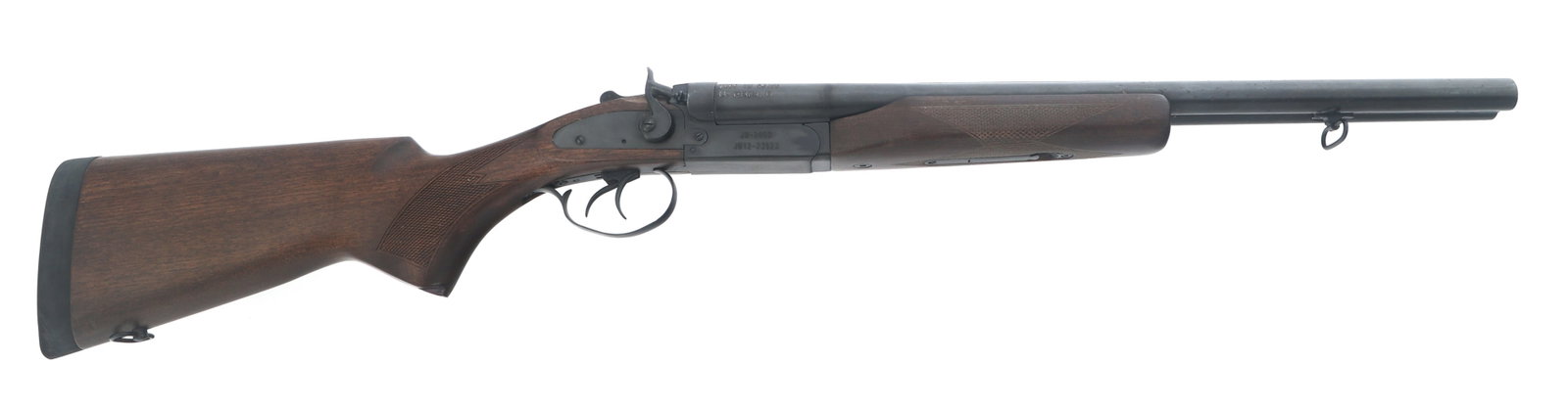 ZHONGZHOU MODEL JW-2000 12 GAUGE SXS SHOTGUN: ZHONGZHOU MODEL JW-2000 12 GAUGE SXS SHOTGUN Zhongzhou Model JW-2000 12 gauge SXS shotgun. 2 3/4 and 3 inch chamber. Cylinder choke. Bead front sight. Checkered wood stock and forend. Recoil pad. Cali