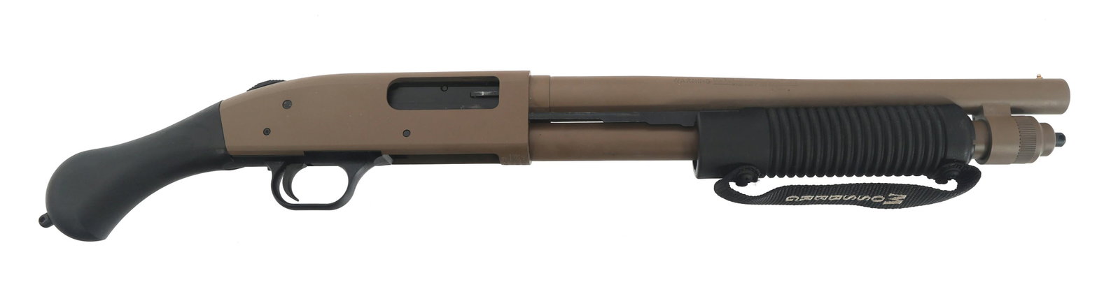MOSSBERG MODEL 590 SHOCKWAVE 12 GA FIREARM: MOSSBERG MODEL 590 SHOCKWAVE 12 GA FIREARM Mossberg Model 590 Shockwave 12 gauge pump action firearm. 2 3/4 and 3 inch chamber. Cylinder choke. Polymer stock and forend. Bead front sight. Factory card