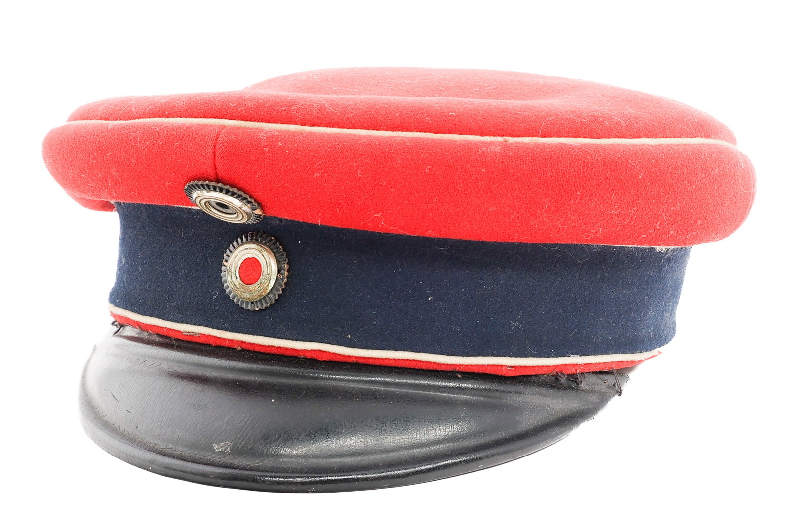 IMPERIAL GERMAN 3rd HUSSAR REGIMENT SCHIRMMUTZE: IMPERIAL GERMAN 3rd HUSSAR REGIMENT SCHIRMMUTZE Imperial German 3rd Hussar Regiment "Von Zeiten" Officer Schirmmutze Cap. Red wool construction with white piping and blue band. Prussian Officer and na