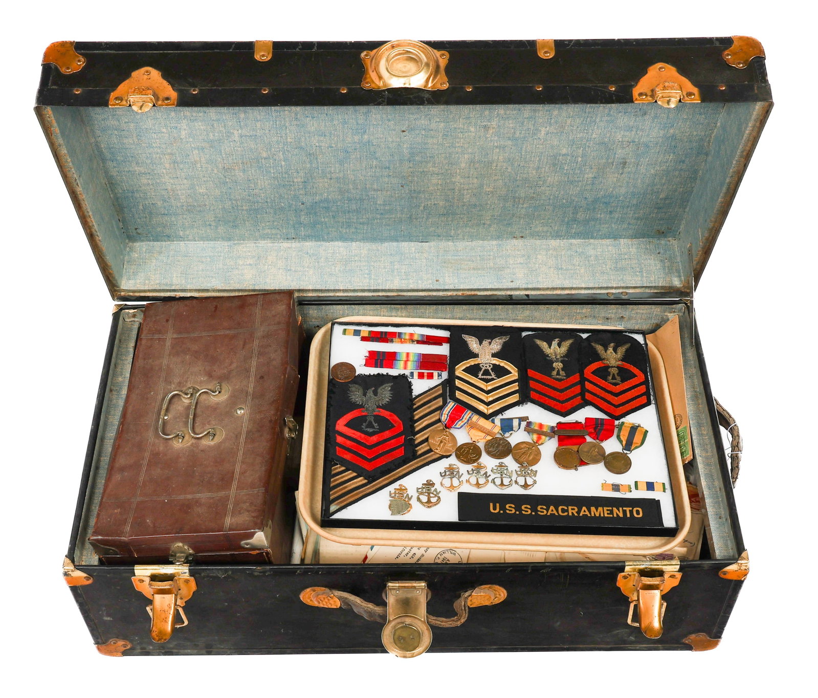 WWI - WWII USN NAMED CPO MEDALS & LETTERS GROUP: WWI - WWII USN NAMED CPO MEDALS & LETTERS GROUP WWI - WWII US Navy Chief Petty Officer Medals and Letters Grouping. Named to Chief Logistics Specialist Henry Shaknis 1916683. (1) 1919 dated Good Condu