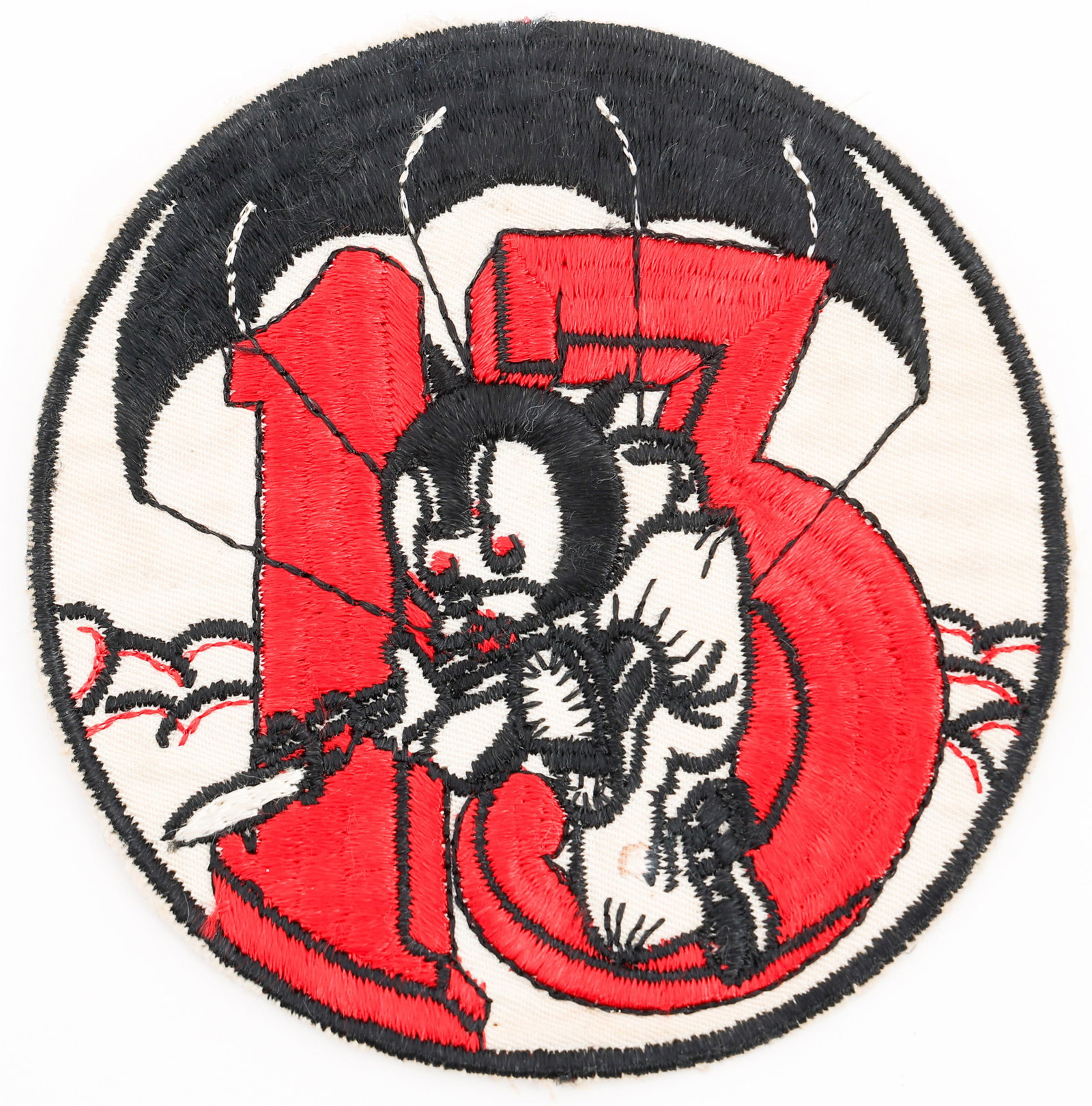 WWII US ARMY AIRBORNE 513th PIR POCKET PATCH: WWII US ARMY AIRBORNE 513th PIR POCKET PATCH WWII US Army 513th Parachute Infantry Regiment Pocket Patch. Full cotton embroidery. Size: 4 1/4" in Diam. Provenance: Lifetime Military Memorabilia & Arms