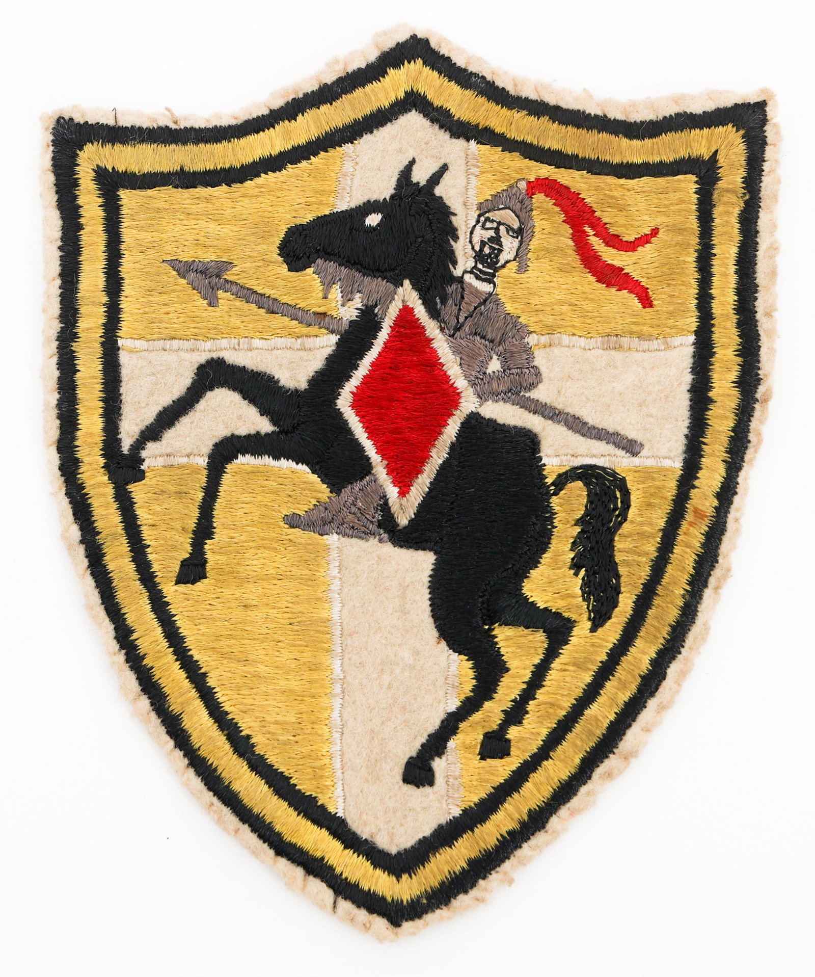 WWII USAAF 315th FS, 324th FIGHTER GROUP PATCH: WWII USAAF 315th FS, 324th FIGHTER GROUP PATCH WWII USAAF 315th Fighter Squadron, 324th Fighter Group, 9th/12th Air Forces Patch. Full cotton embroidery on wool. Size: 5 1/2" x 4 1/2" Provenance: Life