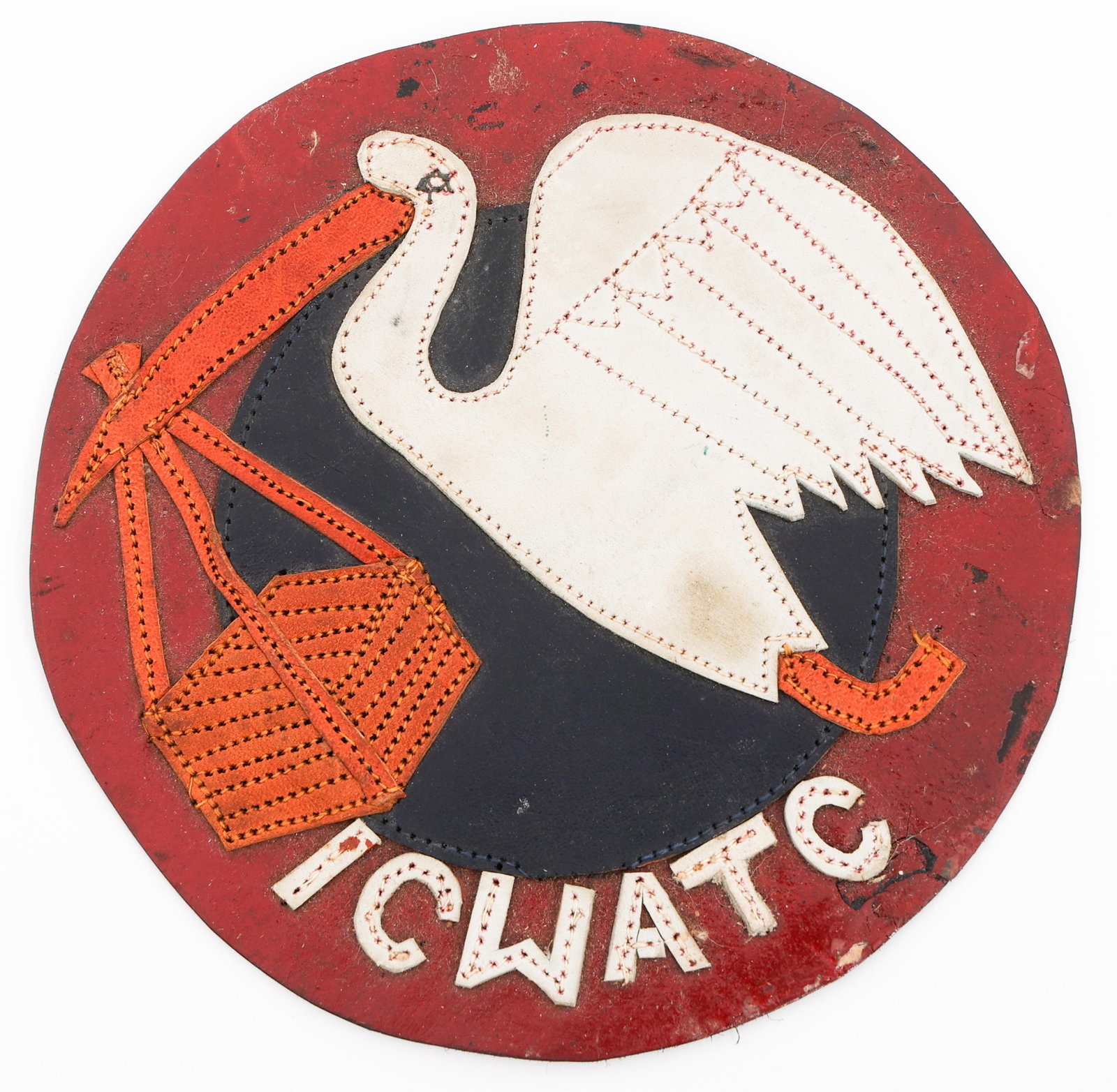 WWII USAAF INDIA CHINA WING AIR TRANSPORT PATCH: WWII USAAF INDIA CHINA WING AIR TRANSPORT PATCH WWII USAAF CBI Theater India China Wing Air Transport Command Patch. Multi-piece, stiched and painted leather. Size: 5 1/4" Provenance: Lifetime Militar
