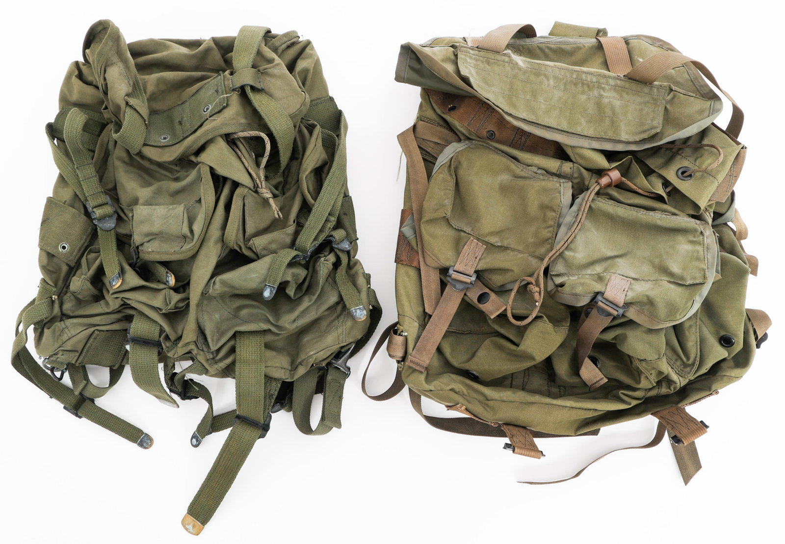 VIETNAM WAR US TROPICAL & ARVN RANGER RUCKSACKS: VIETNAM WAR US TROPICAL & ARVN RANGER RUCKSACKS Vietnam War US & ARVN Rucksacks. (1) US Tropical Rucksack. Nylon construction with steel frame. Depot markings ink stamped on the back. (1) ARVN Ranger 