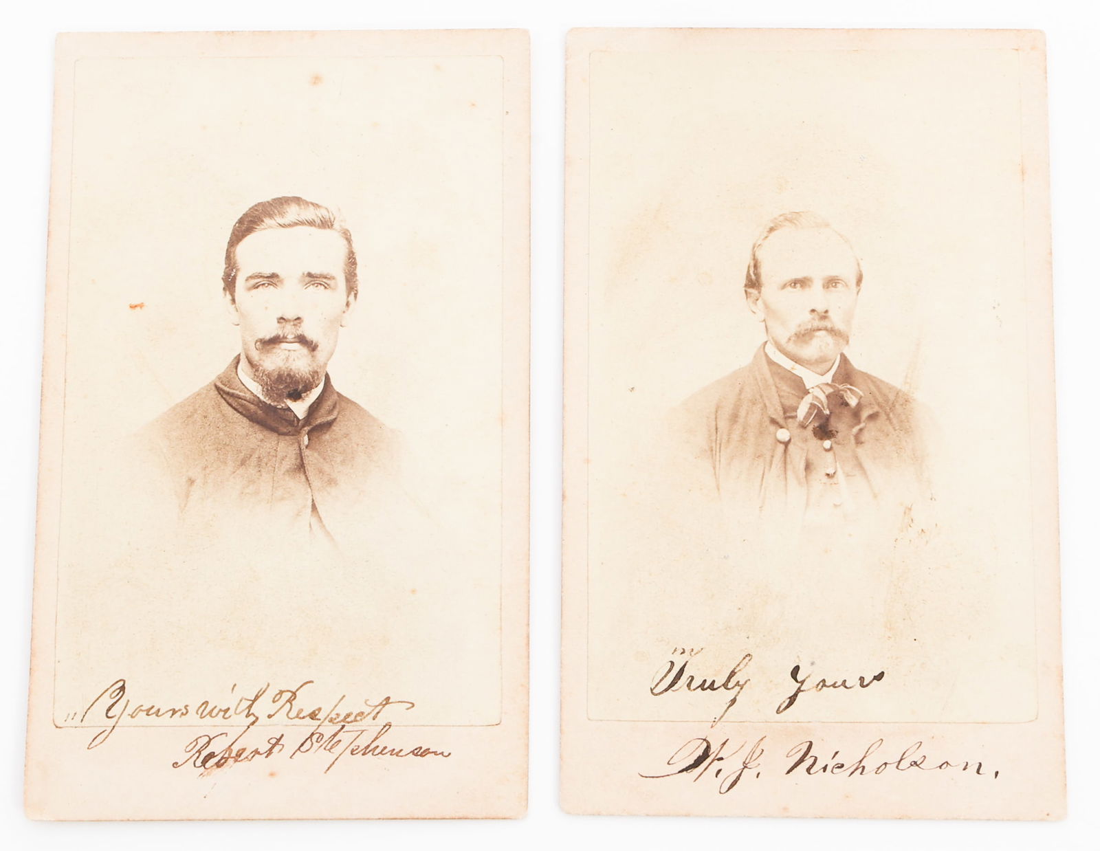 CIVIL WAR UNION NAMED 42nd OHIO IR CDV PHOTOGRAPHS: CIVIL WAR UNION NAMED 42nd OHIO IR CDV PHOTOGRAPHS Civil War Union CDV Photographs. Named to First Sergeant Robert Stephenson and Sergeant William J Nicholson of the 42nd Ohio Volunteer Infantry, Comp