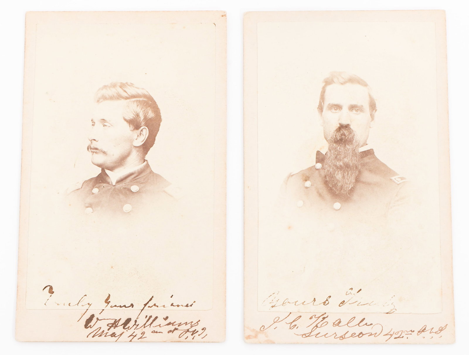 CIVIL WAR UNION NAMED 42nd OHIO IR CDV PHOTOGRAPHS: CIVIL WAR UNION NAMED 42nd OHIO IR CDV PHOTOGRAPHS Civil War Union CDV Photographs. Named to Major William H Williams and Surgeon Joseph C Kalb, Staff and Field of the 42nd Ohio Volunteer Infantry. Bo