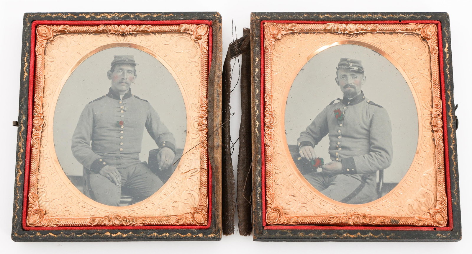 CIVIL WAR 8th NY INF.SOLDIER AMBROTYPE PHOTOGRAPHS: CIVIL WAR 8th NY INF.SOLDIER AMBROTYPE PHOTOGRAPHS Civil War US 8th New York Infantry Regiment Soldiers Ambrotype Photographs. Seated Union soldiers in uniform. Size: 3 5/8" x 3 1/8" Provenance: Lifet