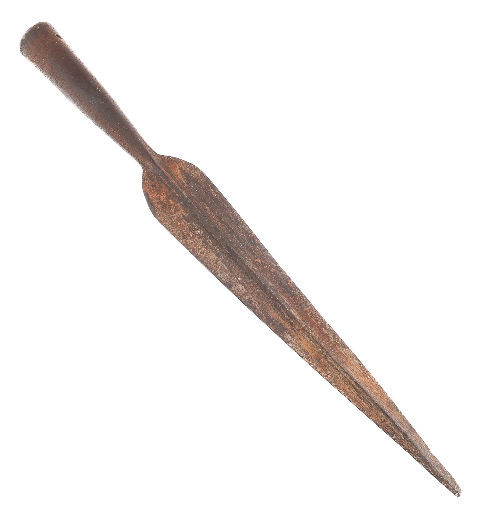1792 FRENCH PIQUE REVOLUTIONNAIRE SPEAR HEAD: 1792 FRENCH PIQUE REVOLUTIONNAIRE SPEAR HEAD 1792 French Pique Revolutionnaire Spear Head. Iron construction. "AN" stamped on the throat. Blade Length: 14" Total Length: 20 1/2" Provenance: Estate Mil