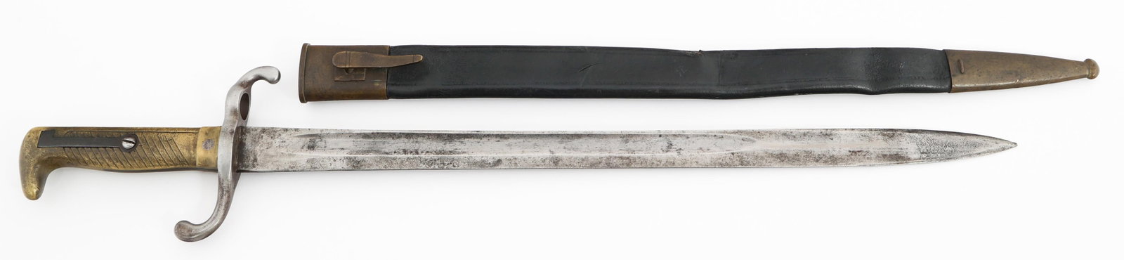 IMPERIAL GERMAN M1871 BAYONET by ALEX COPPEL: IMPERIAL GERMAN M1871 BAYONET by ALEX COPPEL Imperial German M1871 Bayonet. Single edged, straight, bright blade with fuller. Maker marked by Alexander Coppel on one side of the ricasso and proof/insp