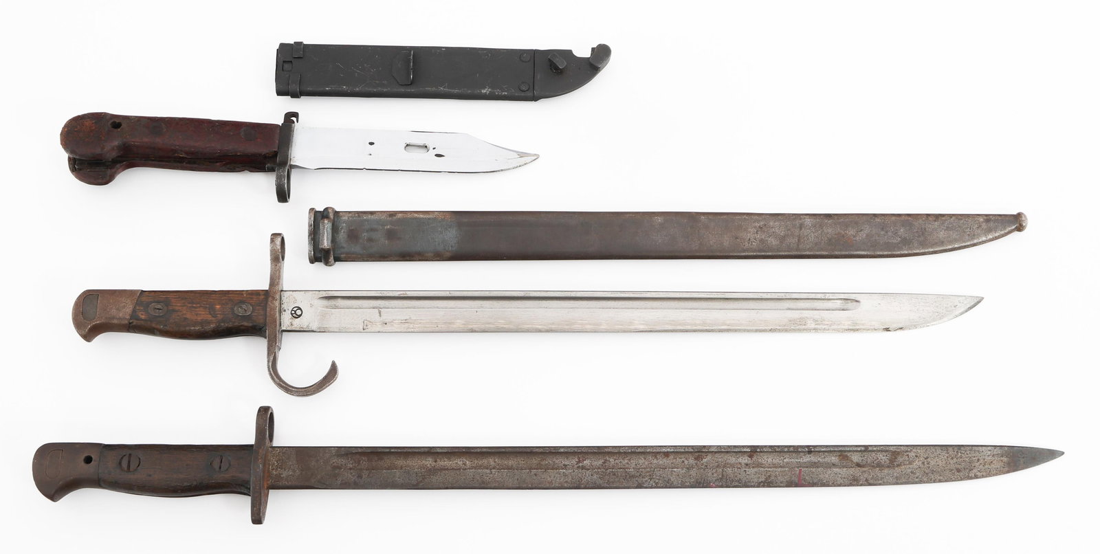 WWI - COLD WAR WORLD MILITARY BAYONETS: WWI - COLD WAR WORLD MILITARY BAYONETS WWI - Cold War World Military Bayonets. (1) British Pattern 1907 Bayonet. Maker marked by Wilkinson Sword Company. No scabbard. (1) Japanese Type 30 Bayonet. Mak