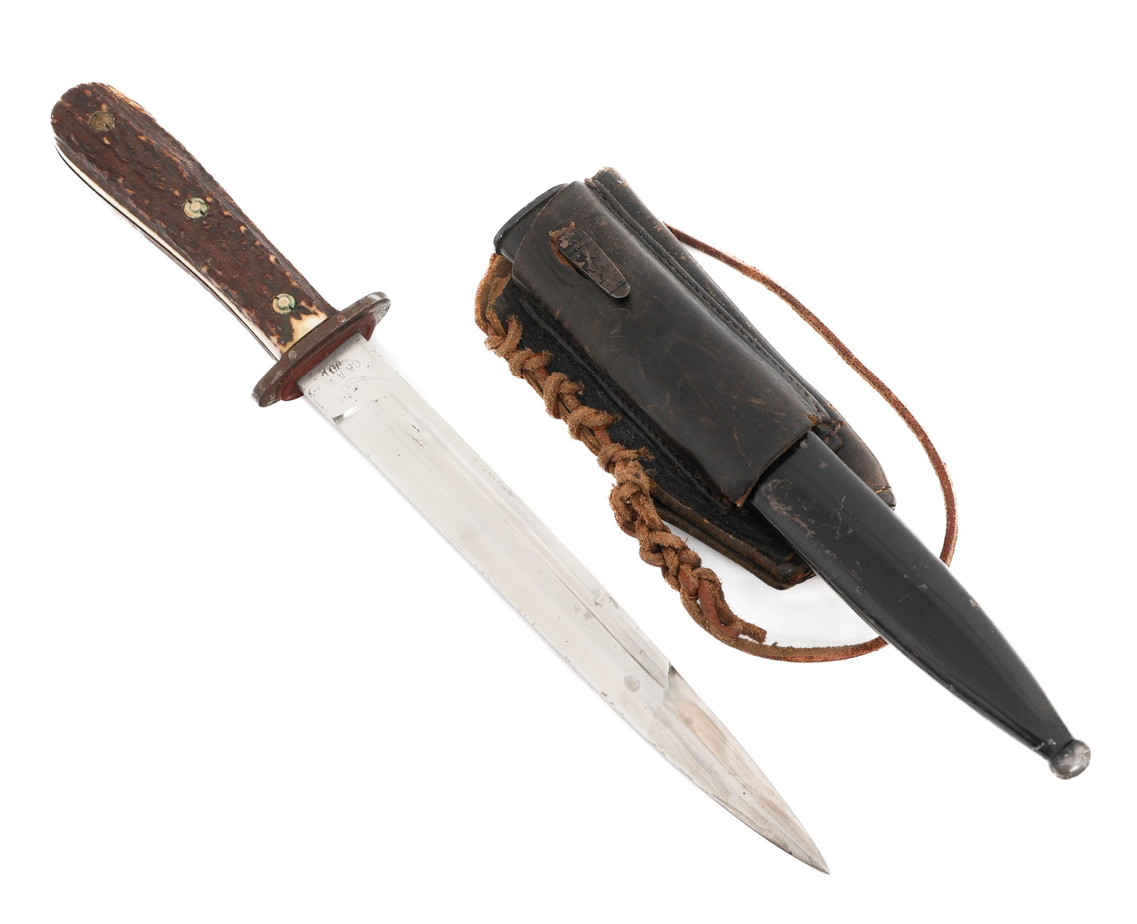 WWII GERMAN LUFTWAFFE FORESTRY DRESS BAYONET: WWII GERMAN LUFTWAFFE FORESTRY DRESS BAYONET WWII German Luftwaffe Forestry Dress Bayonet. Single edged, bright blade with fuller. Maker marked by Waffen-Loesche, Berlin on one side of the ricasso, "C