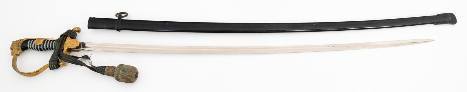 WWII GERMAN ARMY OFFICER LION HEAD DRESS SWORD: WWII GERMAN ARMY OFFICER LION HEAD DRESS SWORD WWII German Army Officer Lion Head Dress Sword. Single edged, bright blade with fuller. Maker marked by Carl Eickhorn, Solingen on the ricasso. Leather b